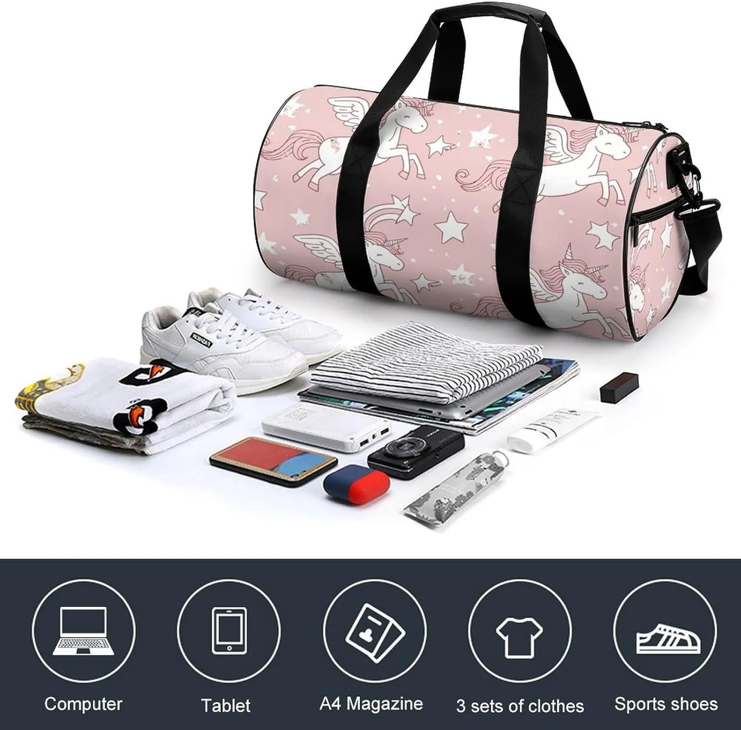 Travel Duffel Bag for Men And Women,Magic Horse Pattern Waterproof Sports Fitness Bag Portable Travel Duffel Bag