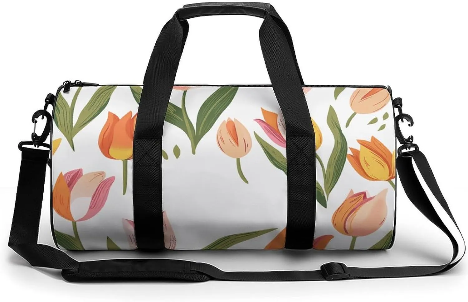 Travel Duffel Bag for Men And Women,Pastel Tulip Pattern Waterproof Sports Fitness Bag Portable Travel Duffel Bag
