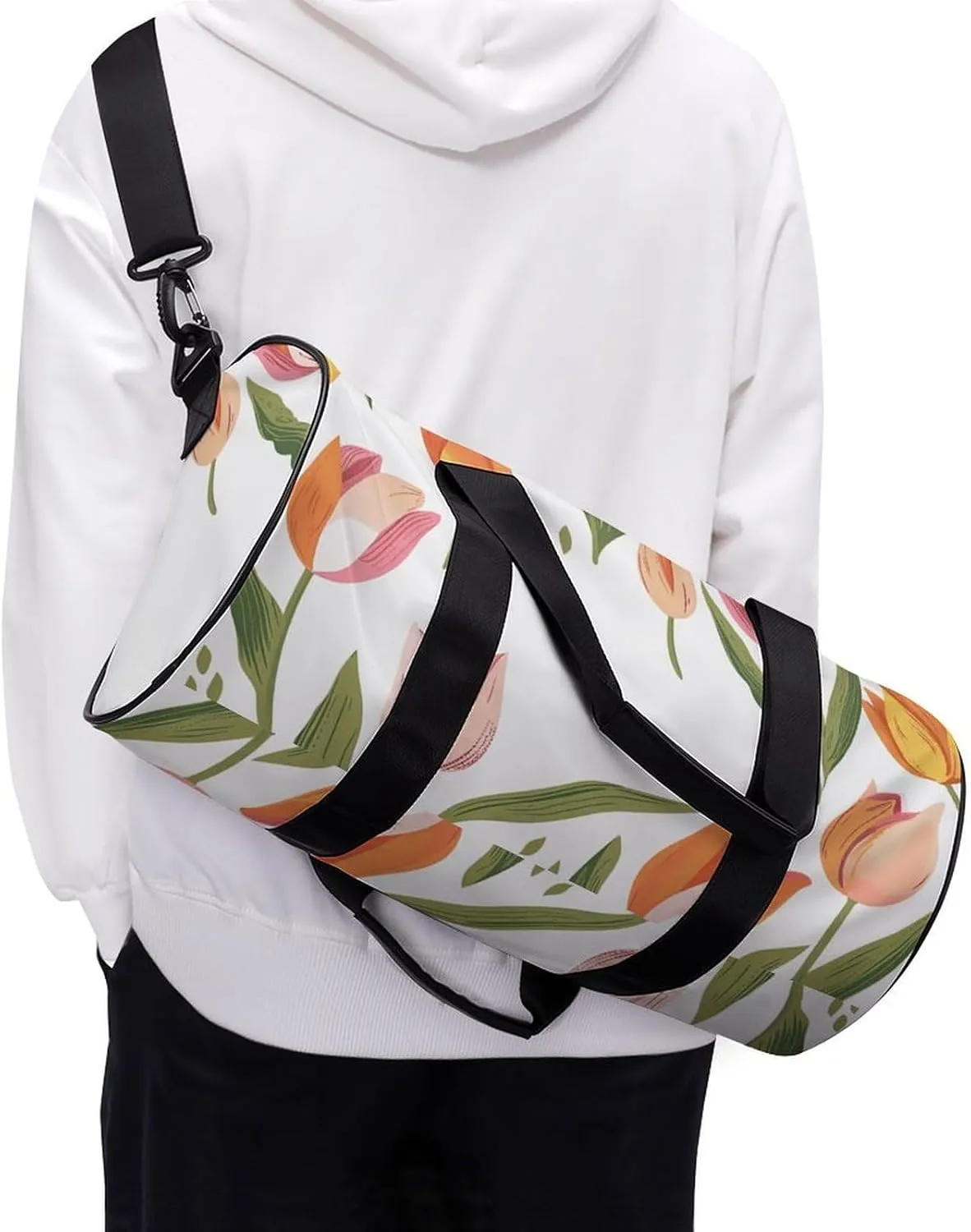 Travel Duffel Bag for Men And Women,Pastel Tulip Pattern Waterproof Sports Fitness Bag Portable Travel Duffel Bag