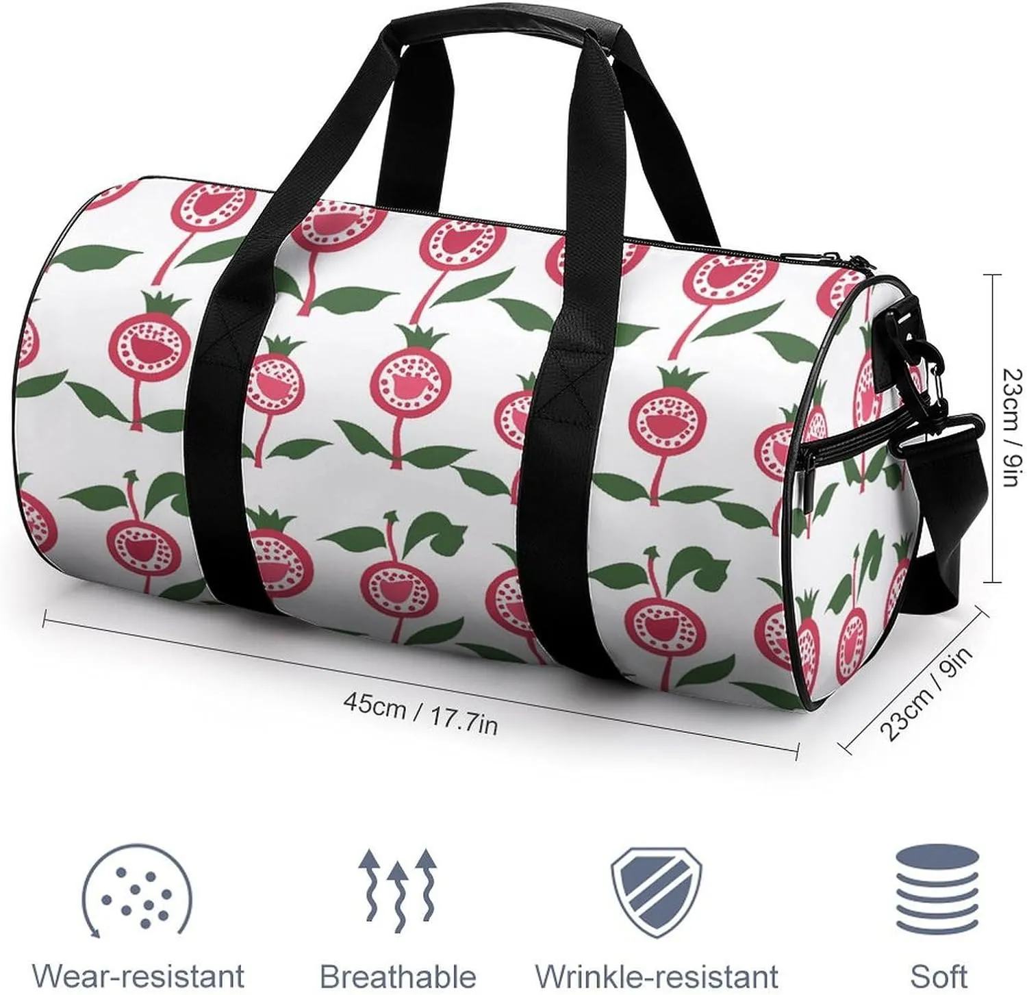 Travel Duffel Bag for Men And Women,Pomegranate Art Pattern Waterproof Sports Fitness Bag Portable Travel Duffel Bag