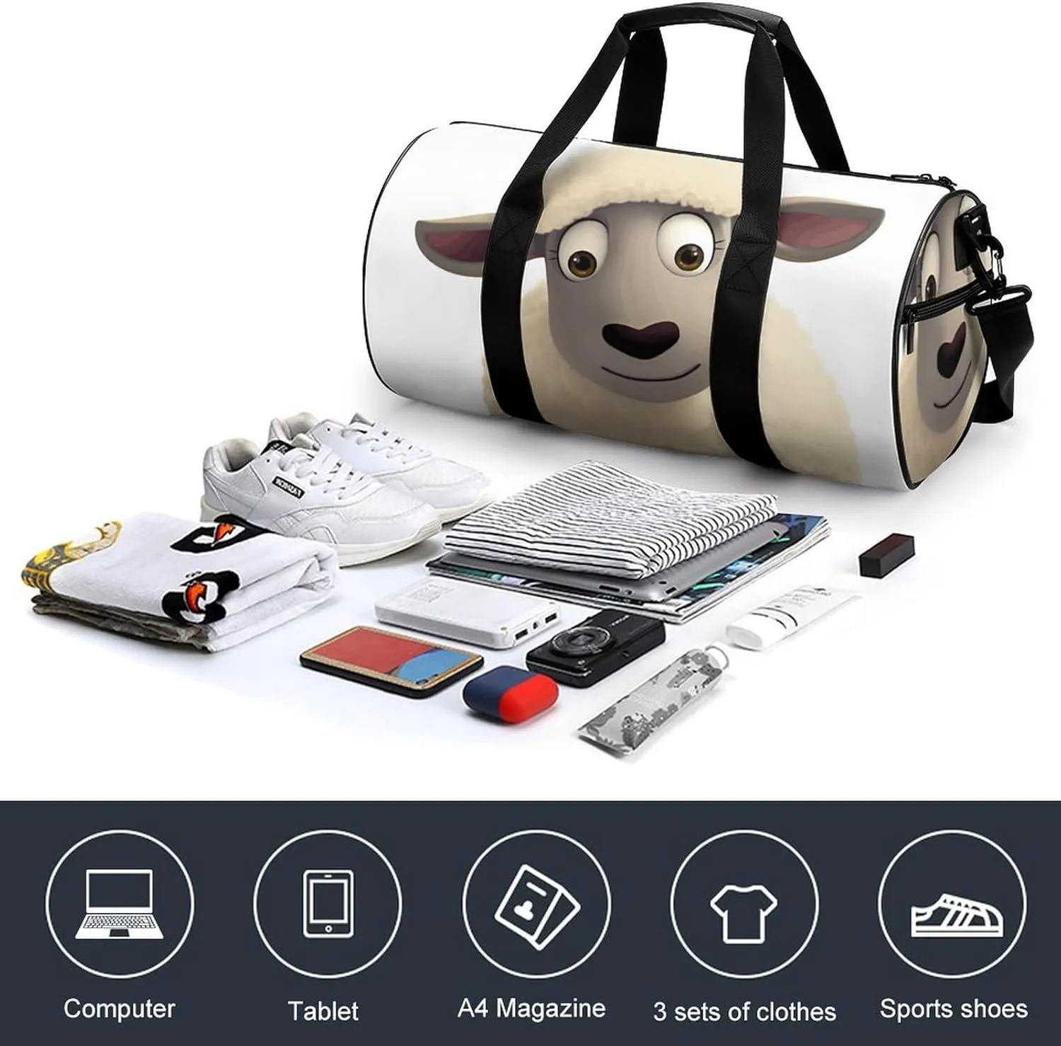 Travel Duffel Bag for Men And Women,Sheep Waterproof Sports Fitness Bag Portable Travel Duffel Bag