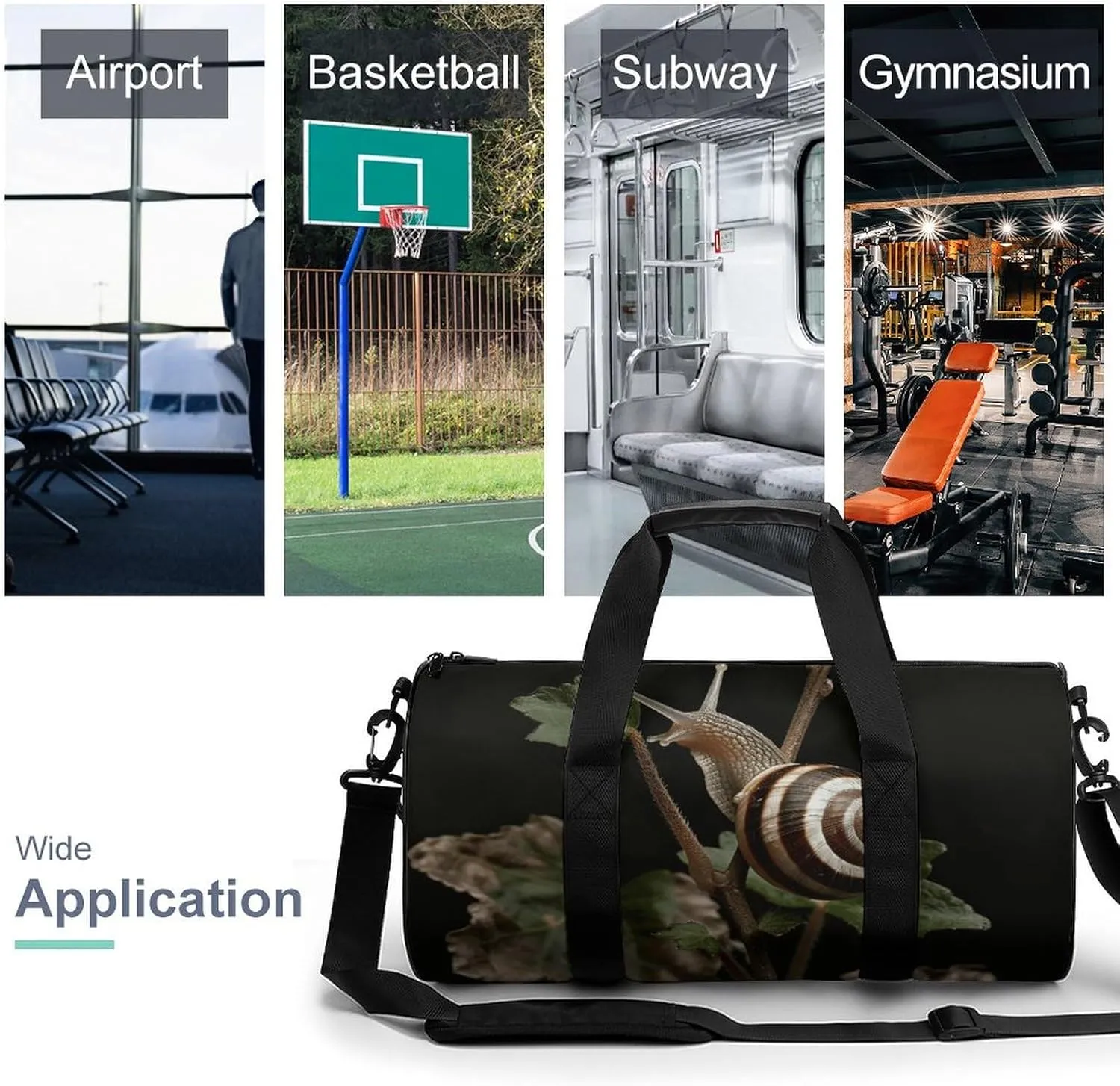 Travel Duffel Bag for Men And Women,Snail on Stem Waterproof Sports Fitness Bag Portable Travel Duffel Bag