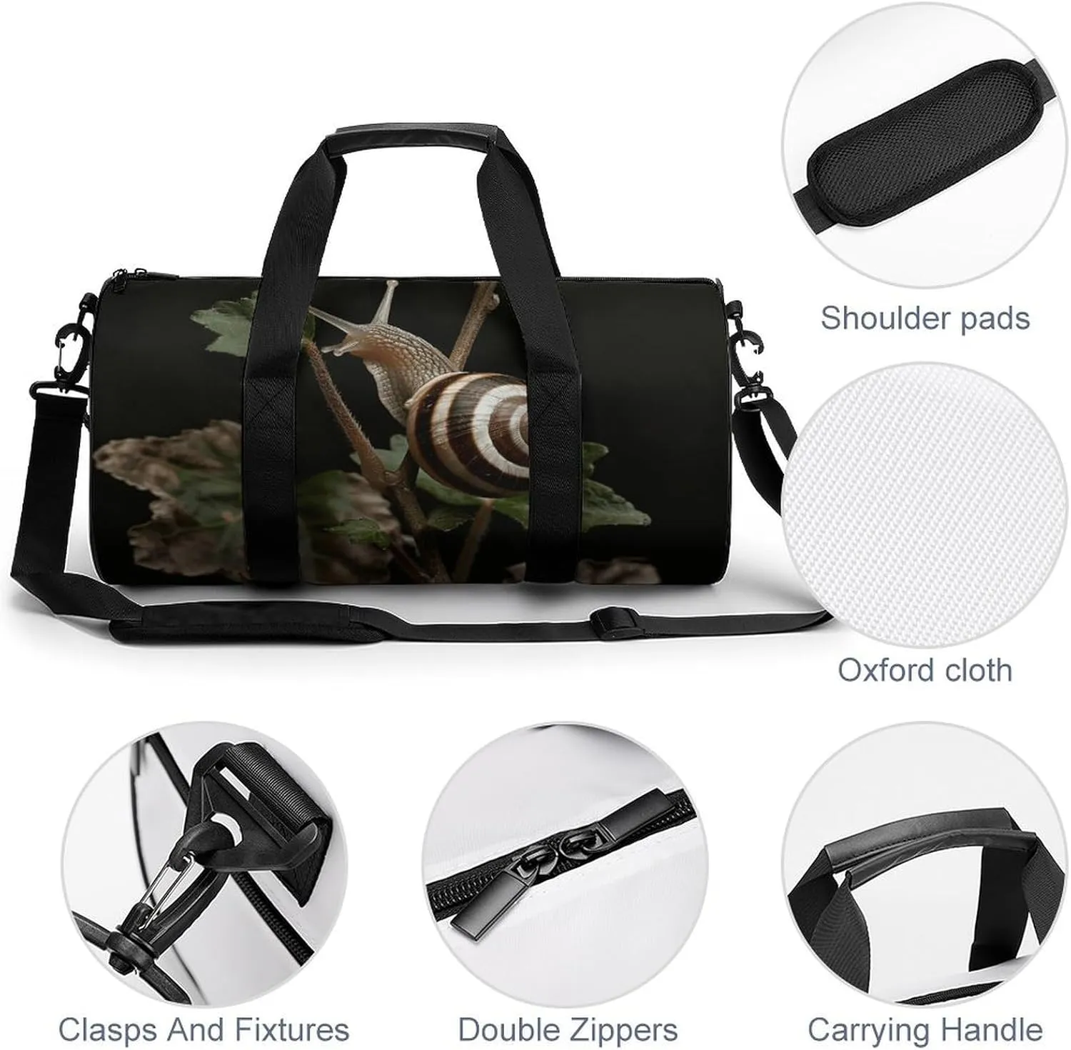 Travel Duffel Bag for Men And Women,Snail on Stem Waterproof Sports Fitness Bag Portable Travel Duffel Bag