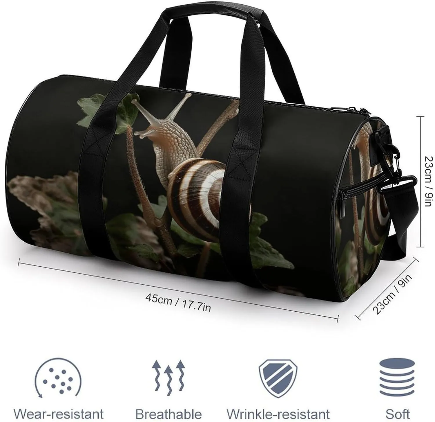 Travel Duffel Bag for Men And Women,Snail on Stem Waterproof Sports Fitness Bag Portable Travel Duffel Bag
