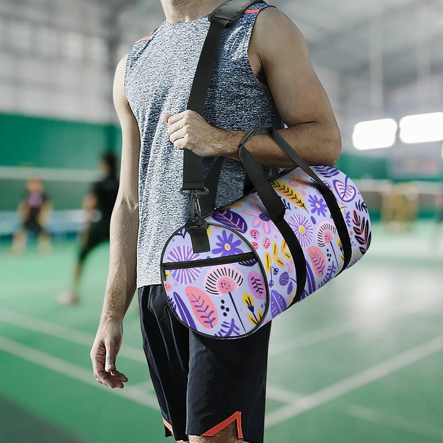 Travel Duffel Bag for Men And Women,Soft Purple Pattern Waterproof Sports Fitness Bag Portable Travel Duffel Bag