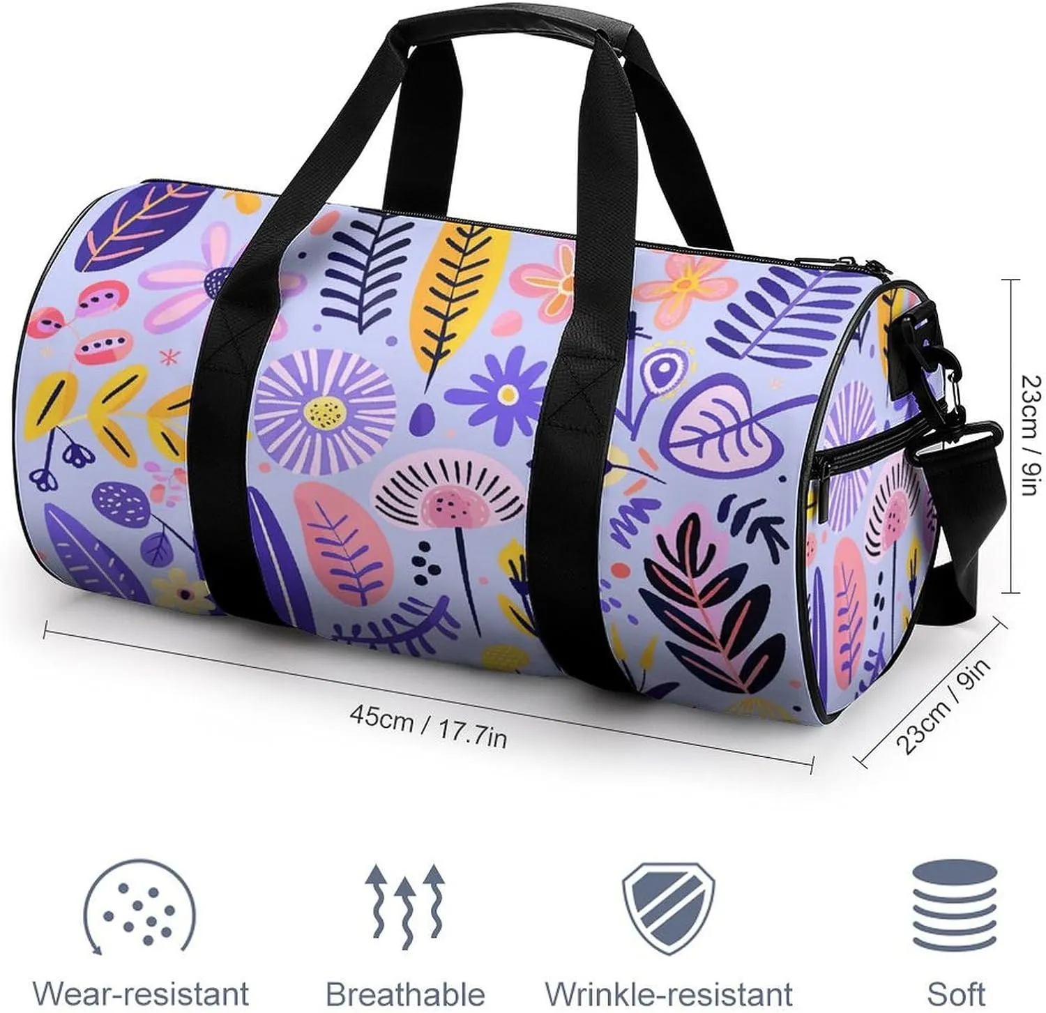 Travel Duffel Bag for Men And Women,Soft Purple Pattern Waterproof Sports Fitness Bag Portable Travel Duffel Bag