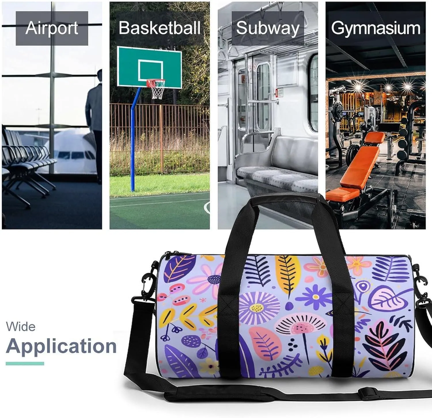 Travel Duffel Bag for Men And Women,Soft Purple Pattern Waterproof Sports Fitness Bag Portable Travel Duffel Bag
