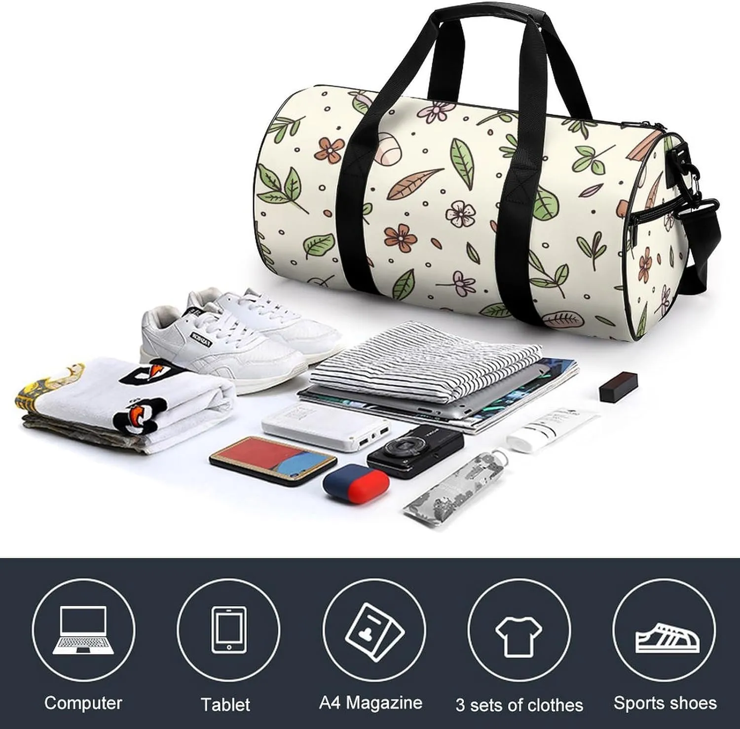 Travel Duffel Bag for Men And Women,Spices And Herbs Waterproof Sports Fitness Bag Portable Travel Duffel Bag
