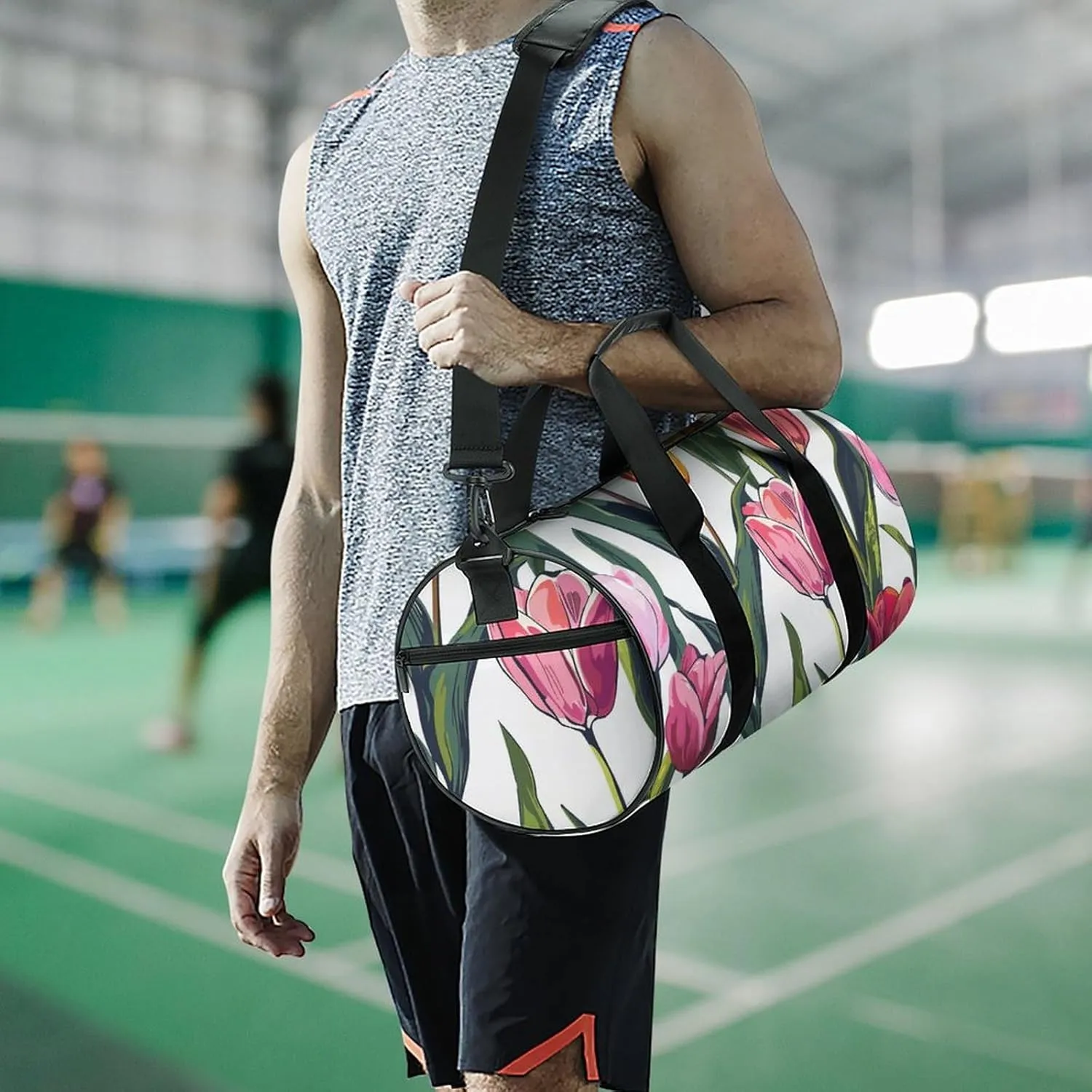 Travel Duffel Bag for Men And Women,Tulip Style Pattern Waterproof Sports Fitness Bag Portable Travel Duffel Bag