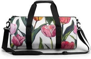 Travel Duffel Bag for Men And Women,Tulip Style Pattern Waterproof Sports Fitness Bag Portable Travel Duffel Bag