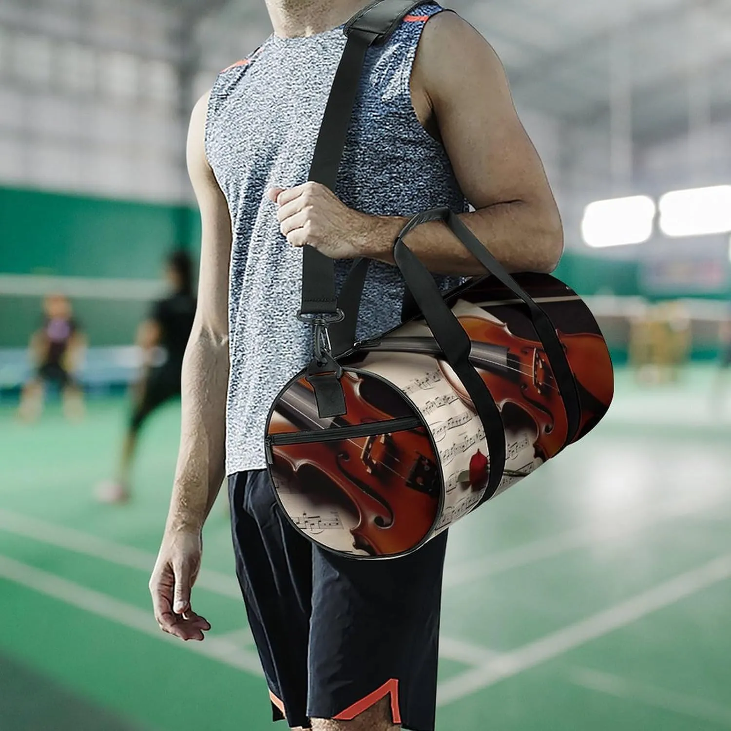 Travel Duffel Bag for Men And Women,Violin Sheet Music Waterproof Sports Fitness Bag Portable Travel Duffel Bag, 17.7in/9in/9in