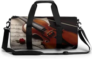 Travel Duffel Bag for Men And Women,Violin Sheet Music Waterproof Sports Fitness Bag Portable Travel Duffel Bag, 17.7in/9in/9in
