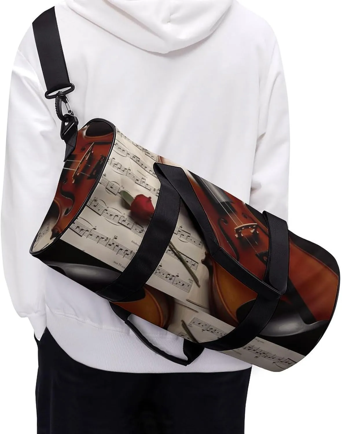Travel Duffel Bag for Men And Women,Violin Sheet Music Waterproof Sports Fitness Bag Portable Travel Duffel Bag, 17.7in/9in/9in