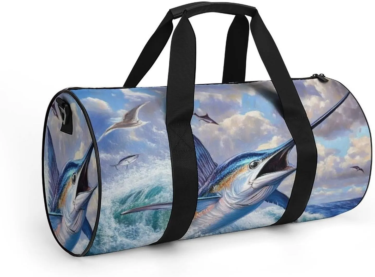 Travel Duffel Bag for Men Women, Foldable Lightweight Gym Yoga Bag with Wet Pocket Whimsical Fish Painting Sport Handbag