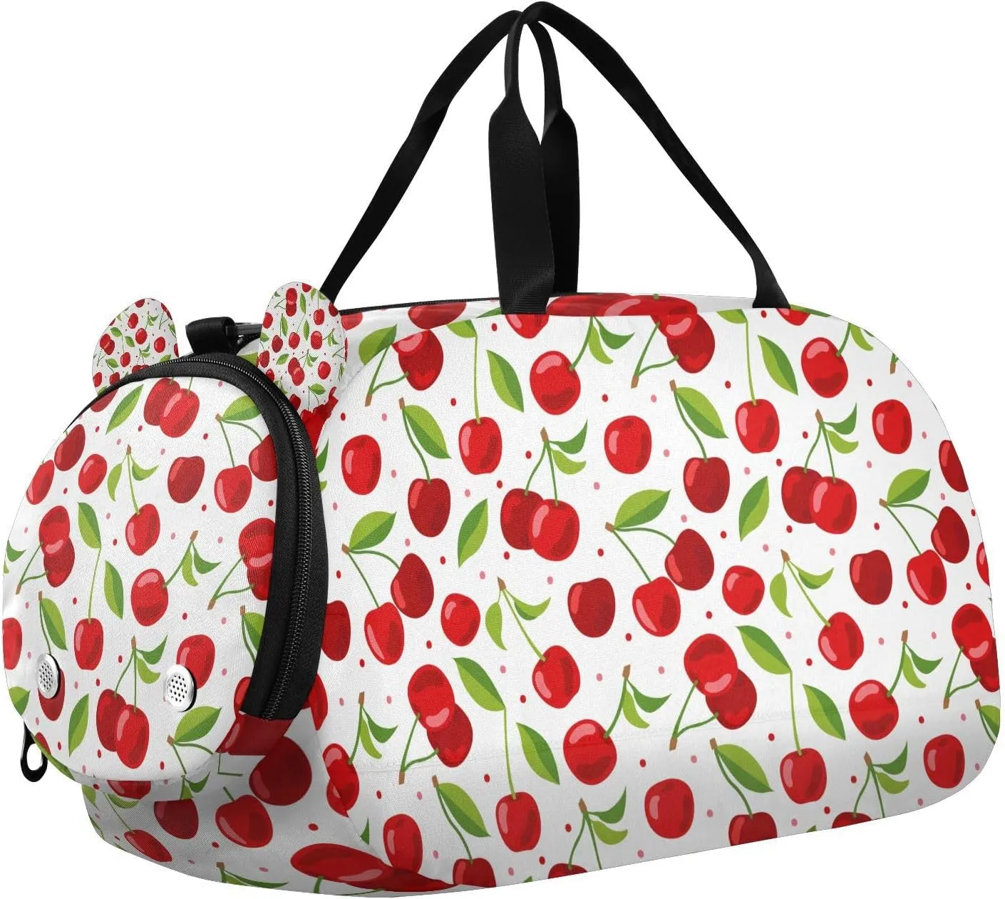 Travel Duffle Bag for Kids Boys Girls Cherry Fruits Sports Bag Overnighter Duffle Sleepover Weekender with Shoes Compartment