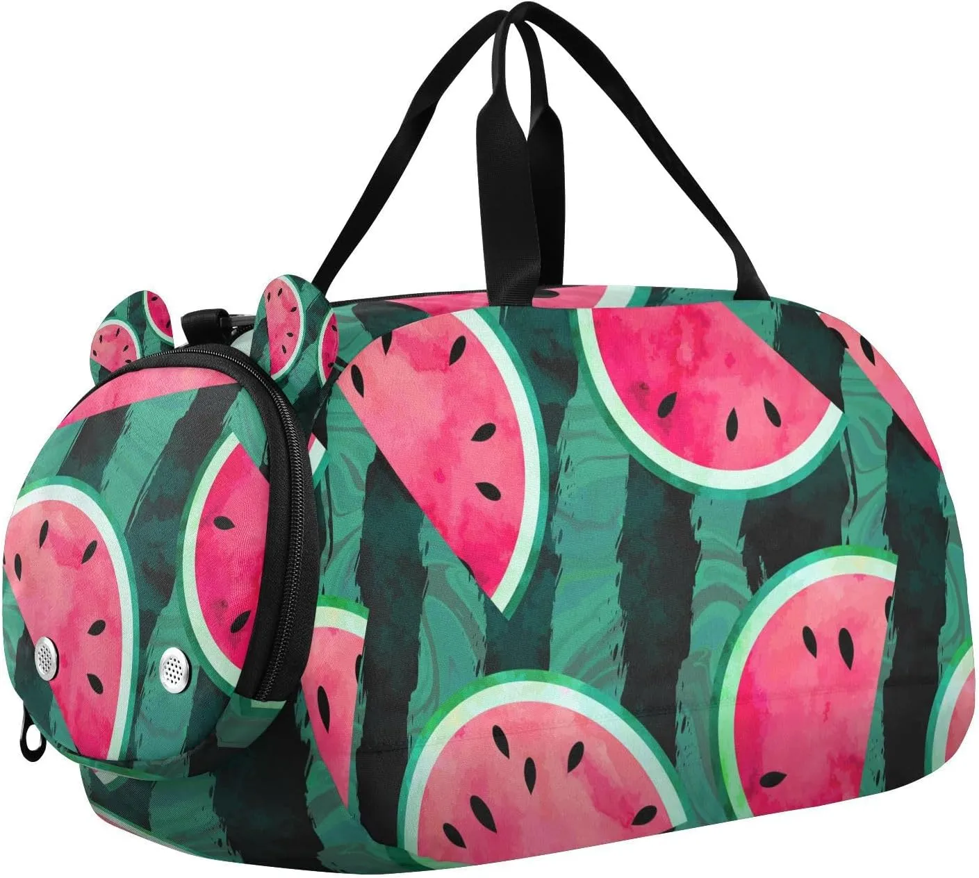 Travel Duffle Bag for Kids Boys Girls Cool Red Watermelon Sports Bag Overnighter Duffle Sleepover Weekender with Shoes Compartment