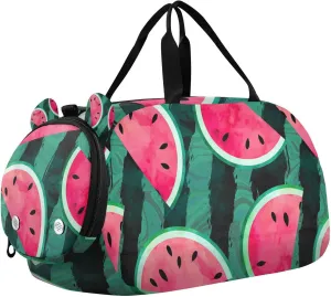 Travel Duffle Bag for Kids Boys Girls Cool Red Watermelon Sports Bag Overnighter Duffle Sleepover Weekender with Shoes Compartment