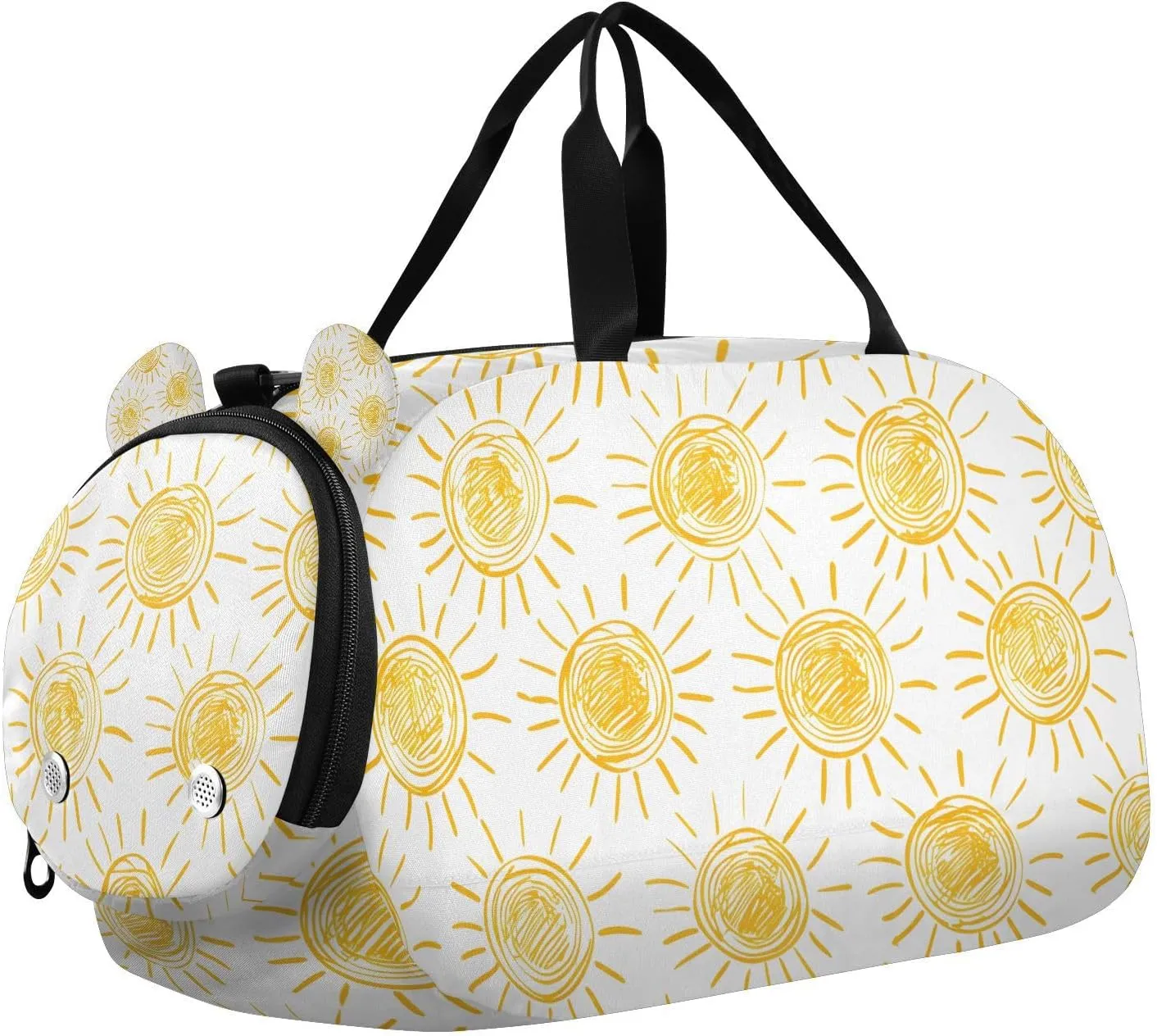 Travel Duffle Bag for Kids Boys Girls Sun Drawings Isolated Sports Bag Overnighter Duffle Sleepover Weekender with Shoes Compartment