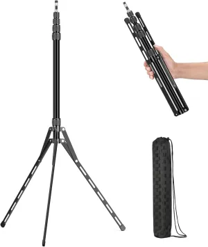 Travel Light Stand 86.6in / 2.2m Carbon Fiber Sturdy Light Weight Portable Tripod Light Stand with Carry Bag for Photography Outdoor Shooting Speedlight Reflector Ring Light (Black-Aluminum Alloy)