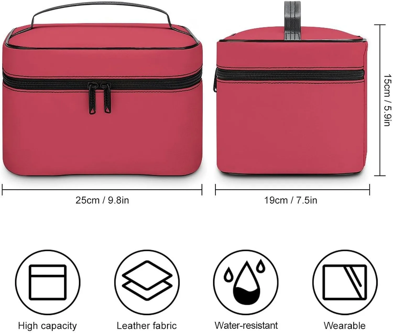 Travel Makeup Bag, Brick Red (Solid Color) Cosmetic Bags for Women Large Capacity Waterproof Toiletry Bag Make up Organizer