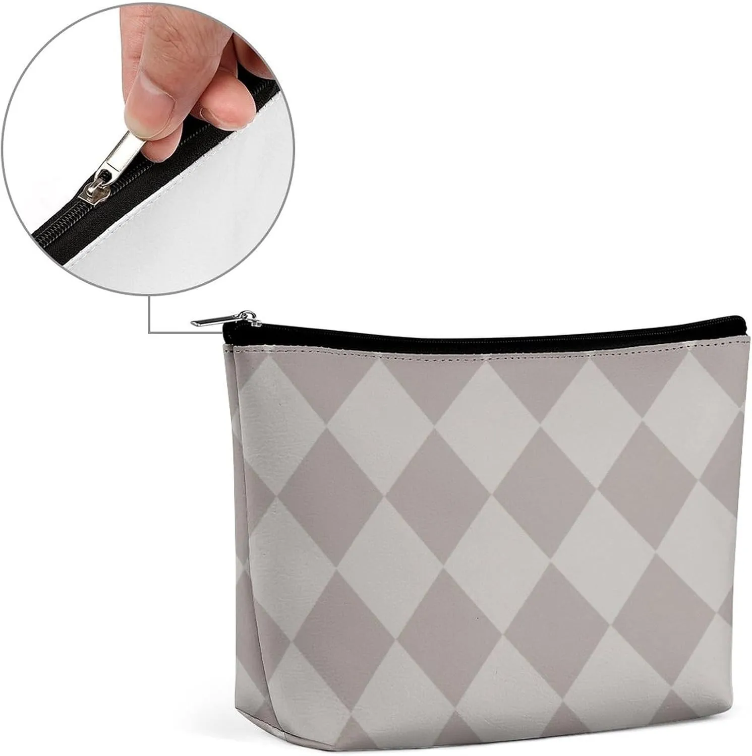 Travel Makeup Bag, Gray Diamond Cosmetic Bags for Women Large Capacity Waterproof Toiletry Pouch Make up Organizer