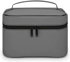 Travel Makeup Bag, Minimalist Grey Solid Plain Simple Cosmetic Bags for Women Large Capacity Waterproof Toiletry Bag Make up Organizer