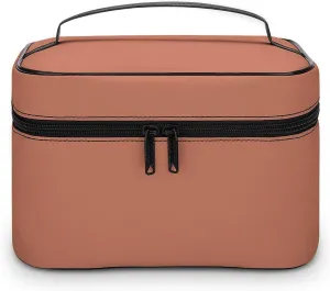 Travel Makeup Bag, Orange Rust Cosmetic Bags for Women Large Capacity Waterproof Toiletry Bag Make up Organizer