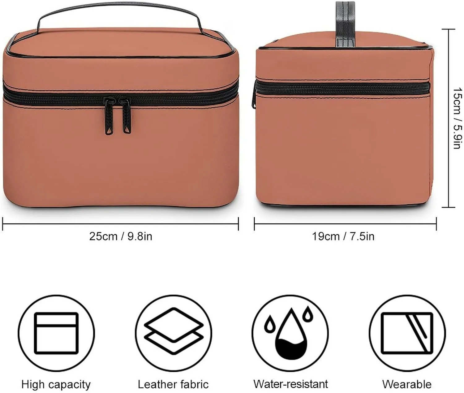 Travel Makeup Bag, Orange Rust Cosmetic Bags for Women Large Capacity Waterproof Toiletry Bag Make up Organizer