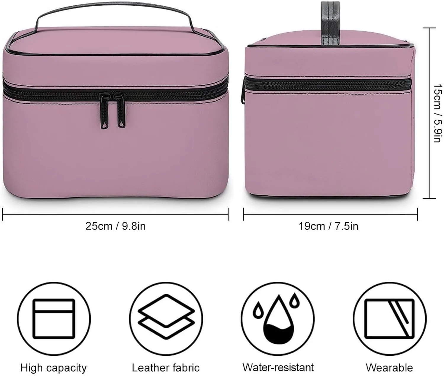 Travel Makeup Bag, Simple Pink Cosmetic Bags for Women Large Capacity Waterproof Toiletry Bag Make up Organizer
