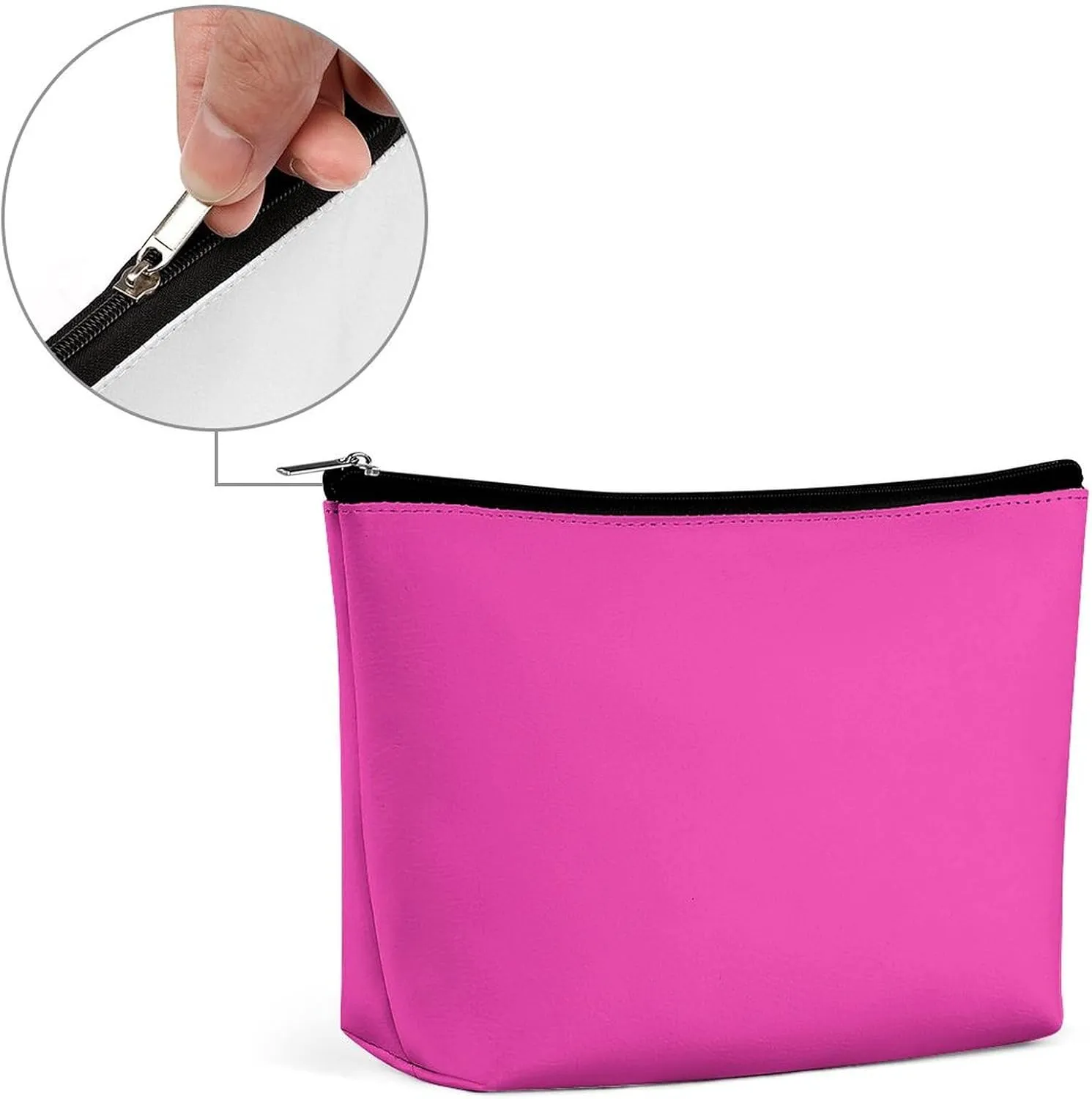 Travel Makeup Bag, Solid Plain Bright Pink Cosmetic Bags for Women Large Capacity Waterproof Toiletry Pouch Make up Organizer