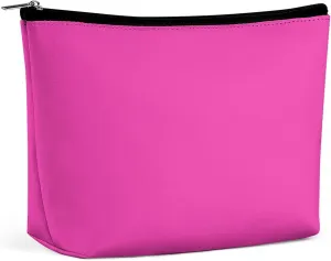 Travel Makeup Bag, Solid Plain Bright Pink Cosmetic Bags for Women Large Capacity Waterproof Toiletry Pouch Make up Organizer
