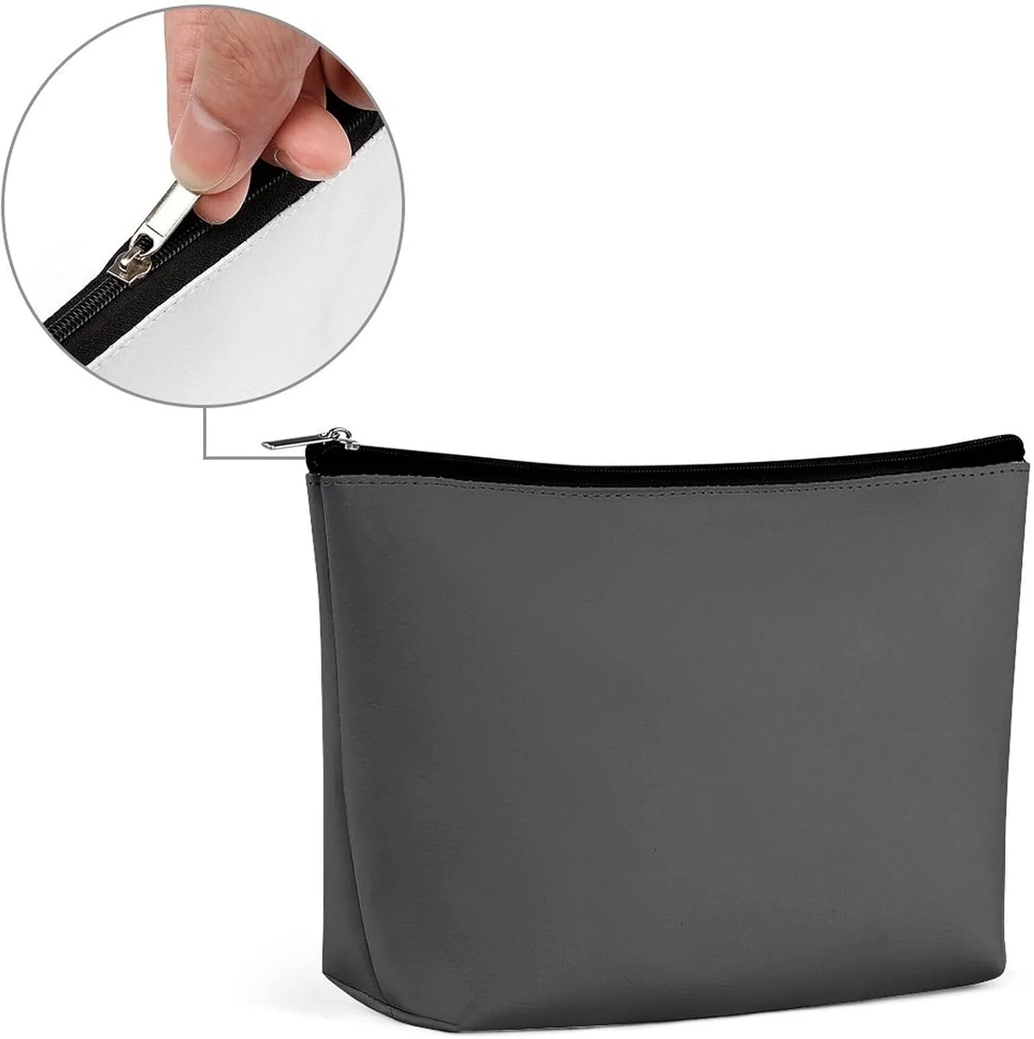 Travel Makeup Bag, Solid Plain Dark Gray Elegant Modern Cosmetic Bags for Women Large Capacity Waterproof Toiletry Pouch Make up Organizer