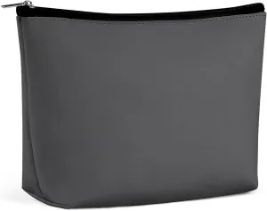 Travel Makeup Bag, Solid Plain Dark Gray Elegant Modern Cosmetic Bags for Women Large Capacity Waterproof Toiletry Pouch Make up Organizer
