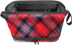 Travel Makeup Bag,Travel Toiletry Bag for Women,Classic Stripe Red Plaid,Cosmetic Travel Bag