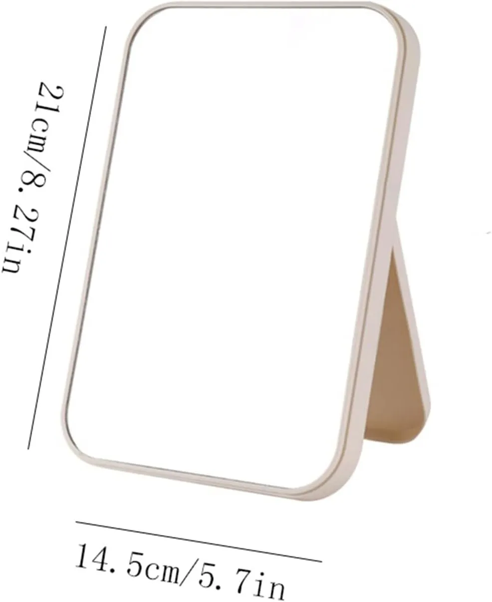 Travel Makeup Mirror Household Makeup Mirror Desktop Foldable Standing High-Definition Makeup Mirror Portable Square Makeup Mirror Desktop Vanity Mirror(Pink)