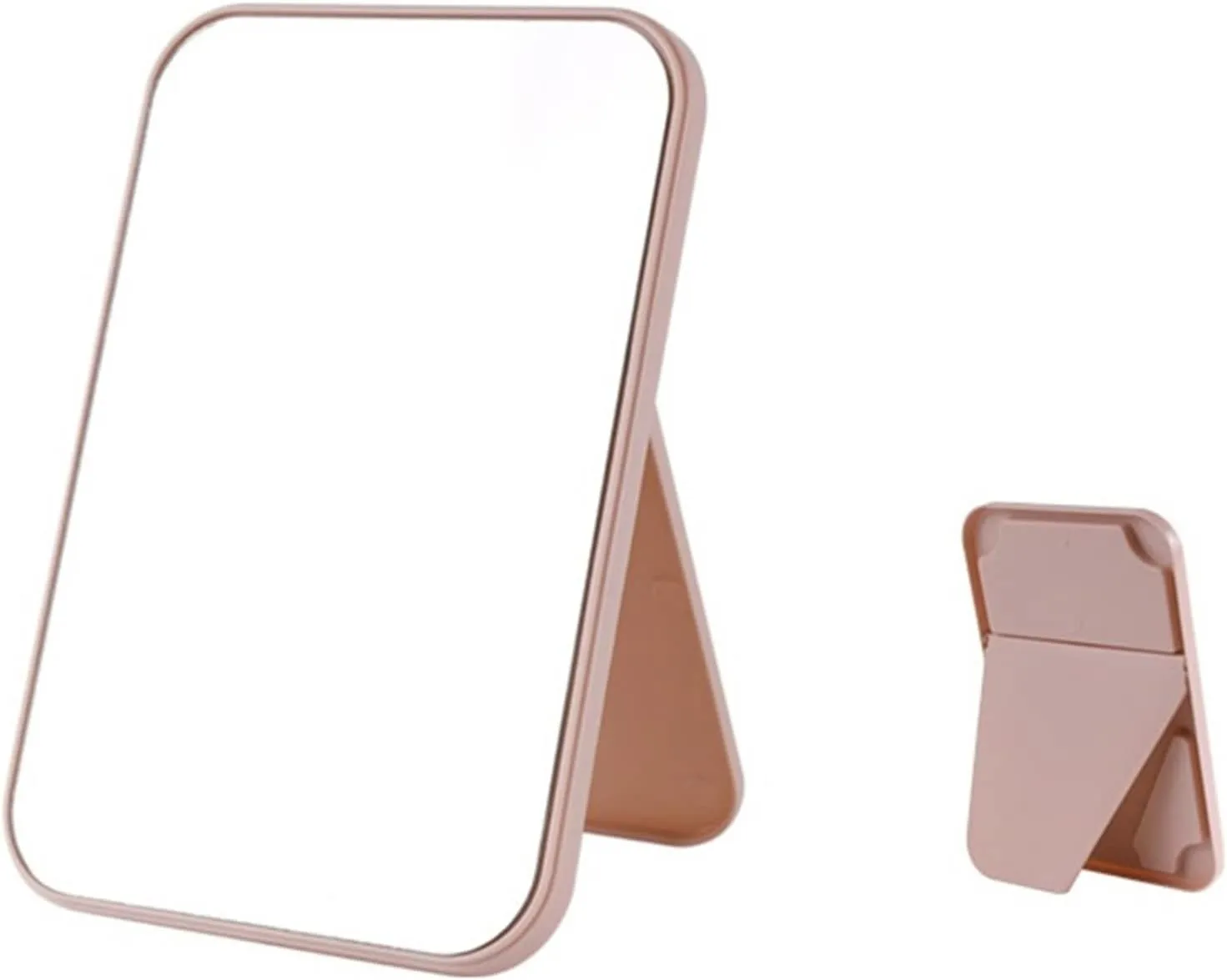 Travel Makeup Mirror Household Makeup Mirror Desktop Foldable Standing High-Definition Makeup Mirror Portable Square Makeup Mirror Desktop Vanity Mirror(Pink)