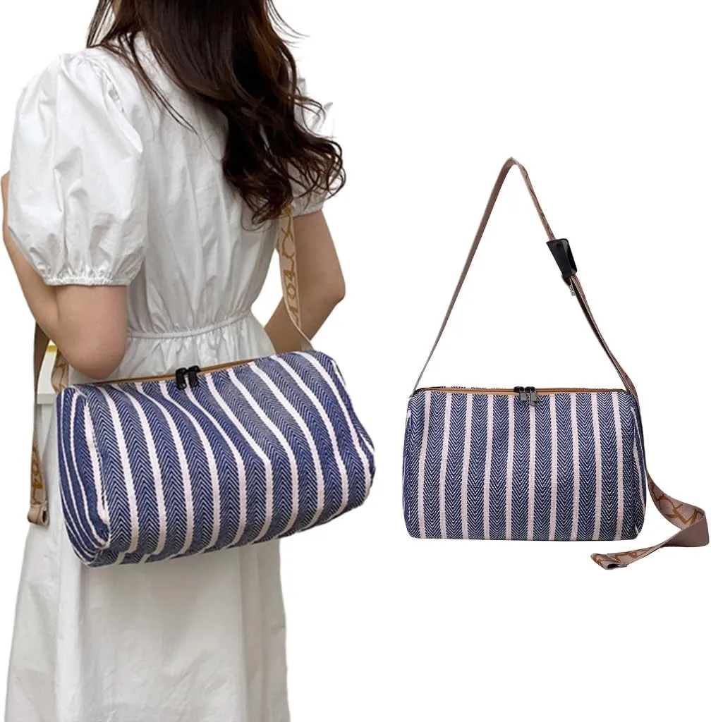 Trend Striped Pillow Bag Fashion forward Girls Women Bag Lightweight Pouch Perfect for Day Commute & High end Shopping