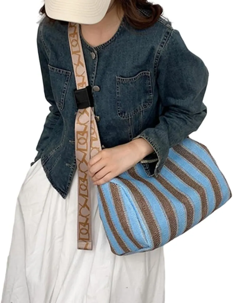 Trend Striped Pillow Bag Fashion forward Girls Women Bag Lightweight Pouch Perfect for Day Commute & High end Shopping