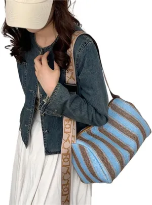 Trend Striped Pillow Bag Fashion forward Girls Women Bag Lightweight Pouch Perfect for Day Commute & High end Shopping