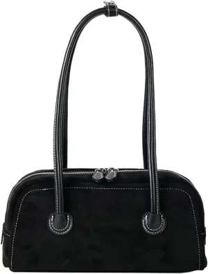 Trendy Handbags for Women Classic Suede Bowling Bag for Women Chic Hobo Purse Boston Bag Messenger Bag Korean Purse