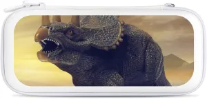 Triceratops Dinosaur Hard Shell Travel Case with Rope 15 Game Card Pockets Compatible with Switch Protective