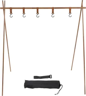 Tripod Camping Hanging Rack,Outdoor Camping Folding Rack with 5 Hooks,Multifunction Stand Hanging Organizer Comes with Convenient Storage Bag