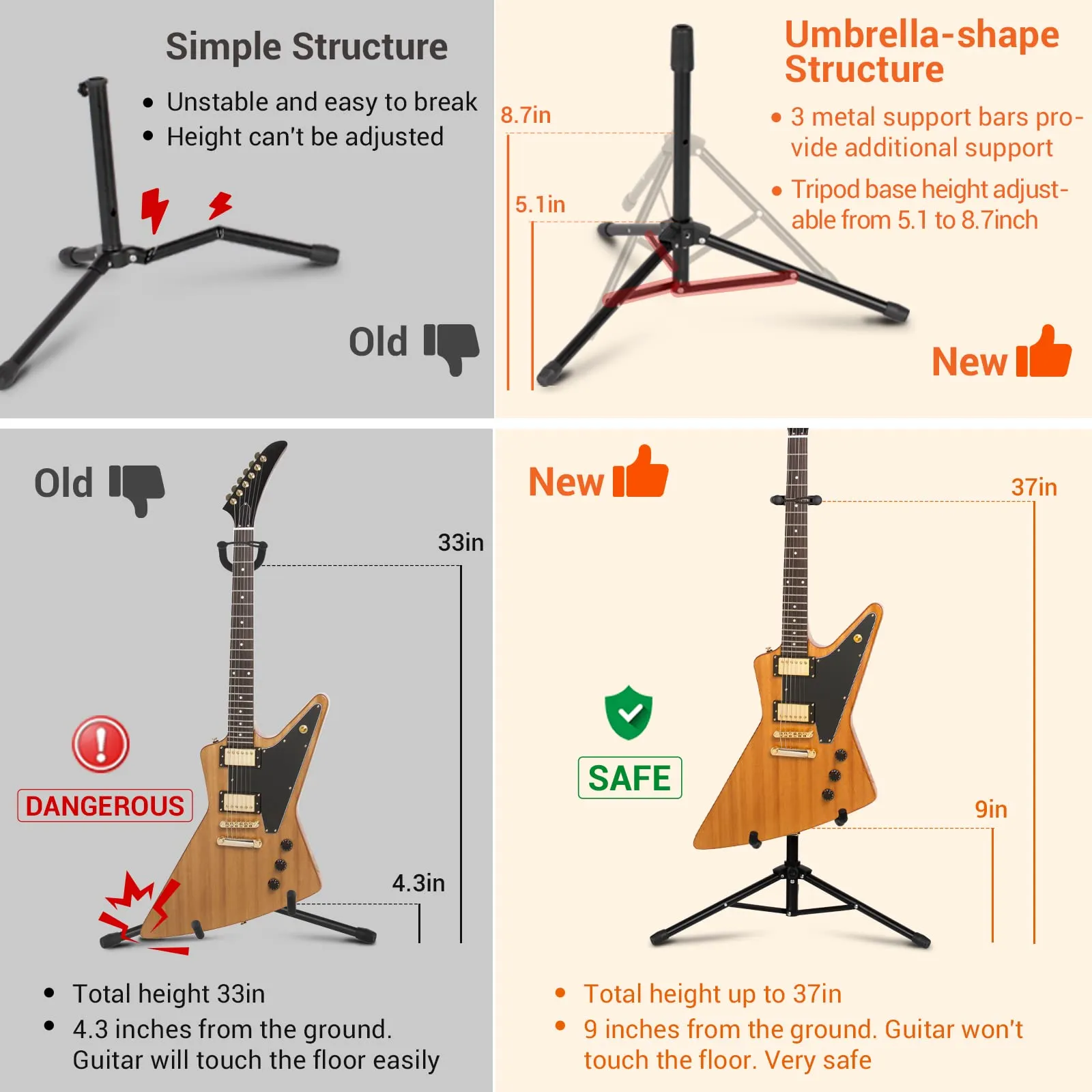 Tripod Guitar Stands with Neck Holder CY0253