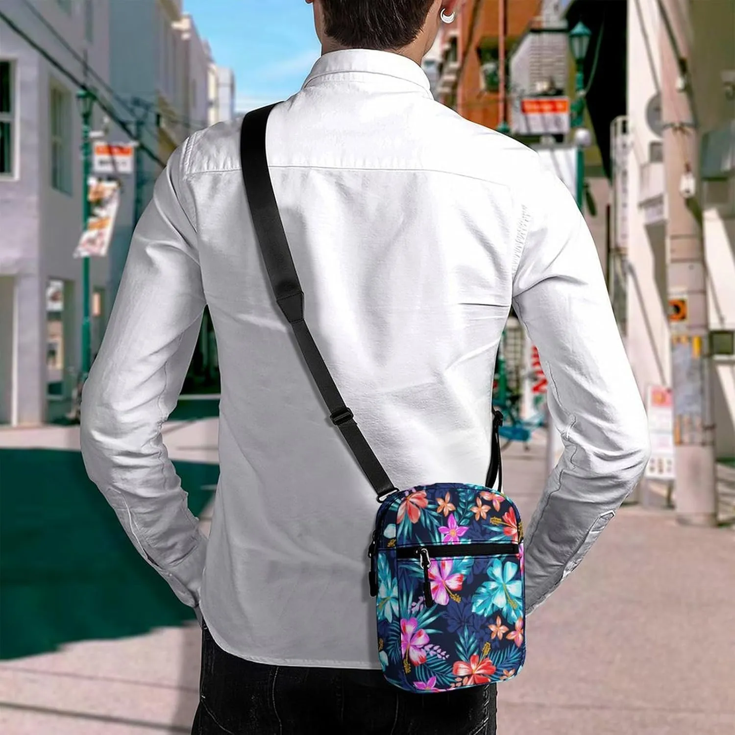 Tropical Hawaiian Hibiscus Flower Crossbody Bag Small Shoulder Bag Waterproof, Lightweight And Convenient
