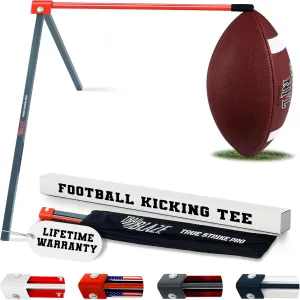 True Strike Pro Football Kicking Tee - Ultimate Football Tee Compatible with All Ball Sizes, Bonus Goal Kicking Tracker, Field Goal Football Holder