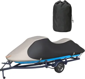 Tuszom True 900D Solution-Dyed 100% Waterproof Jet Ski Cover with Motor Cover,Anti-UV Trailerable Seadoo Cover,Jetski Cover,PWC Cover,Yamaha with Reflective Air Vent(Fits from 136"-145", 3 Seater)