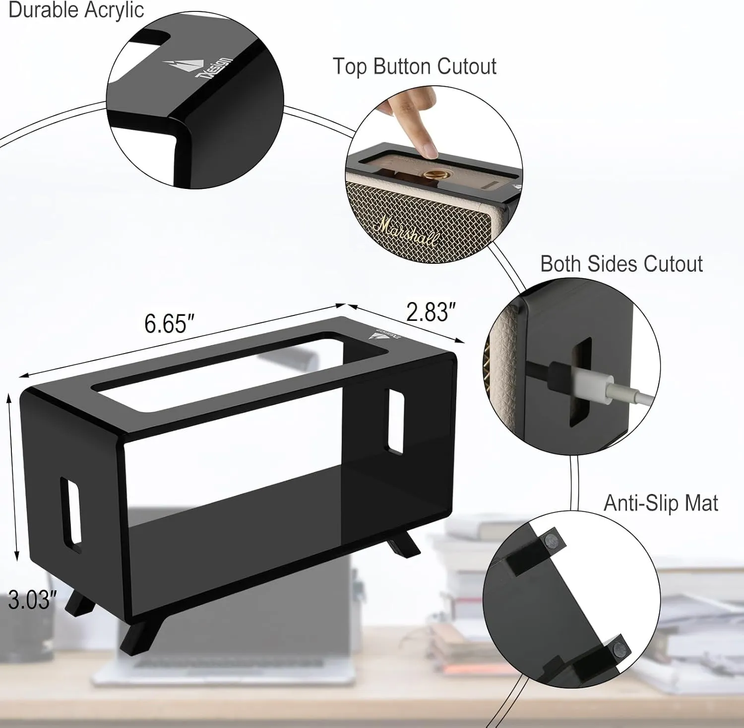 TXEsign Acrylic Desktop Stand Holder Compatible with Marshall Emberton/Emberton II/Emberton III Speaker, Table Holder Display Shelf Speaker Desktop Stand Shelf (Black)