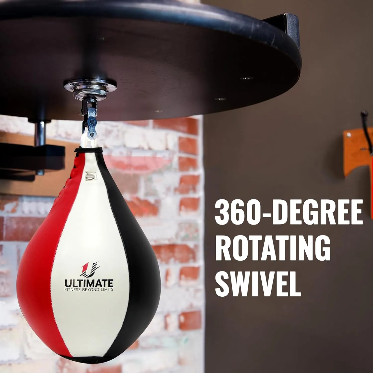 Ultimate Fitness Speed Bag - Boxing Leather MMA Muay Thai Training Punching Dodge Workout Speedball Kicking Striking Ball Kit with Hanging Swivel, Neddle, Screw Set
