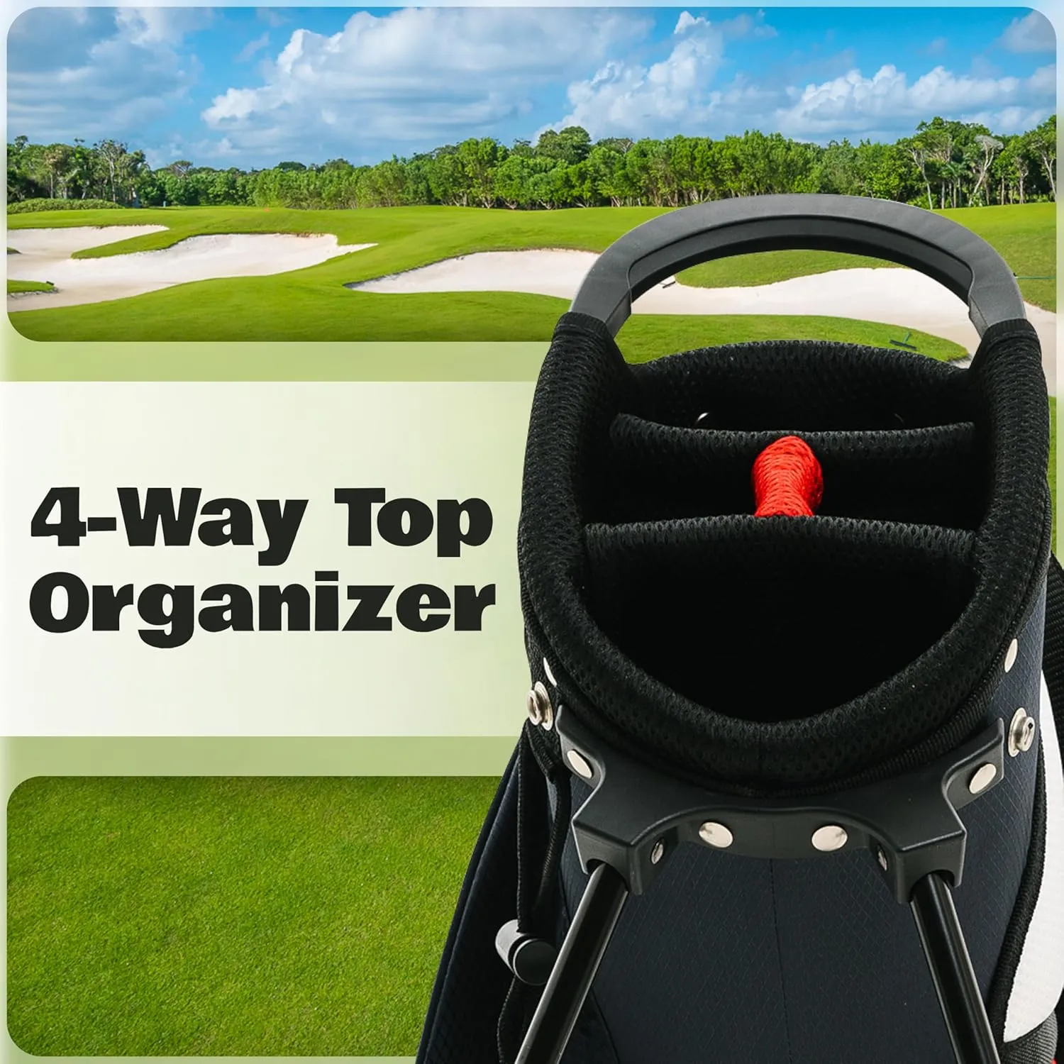 Ultra-Lite Golf Stand Bag - 3 Lbs, 4 Way Divider Portable Golf Carry Bag, Golf Club Bag with Rain Hood, Water-Repellent Golf Travel Case - Golf Gifts for Men and Women