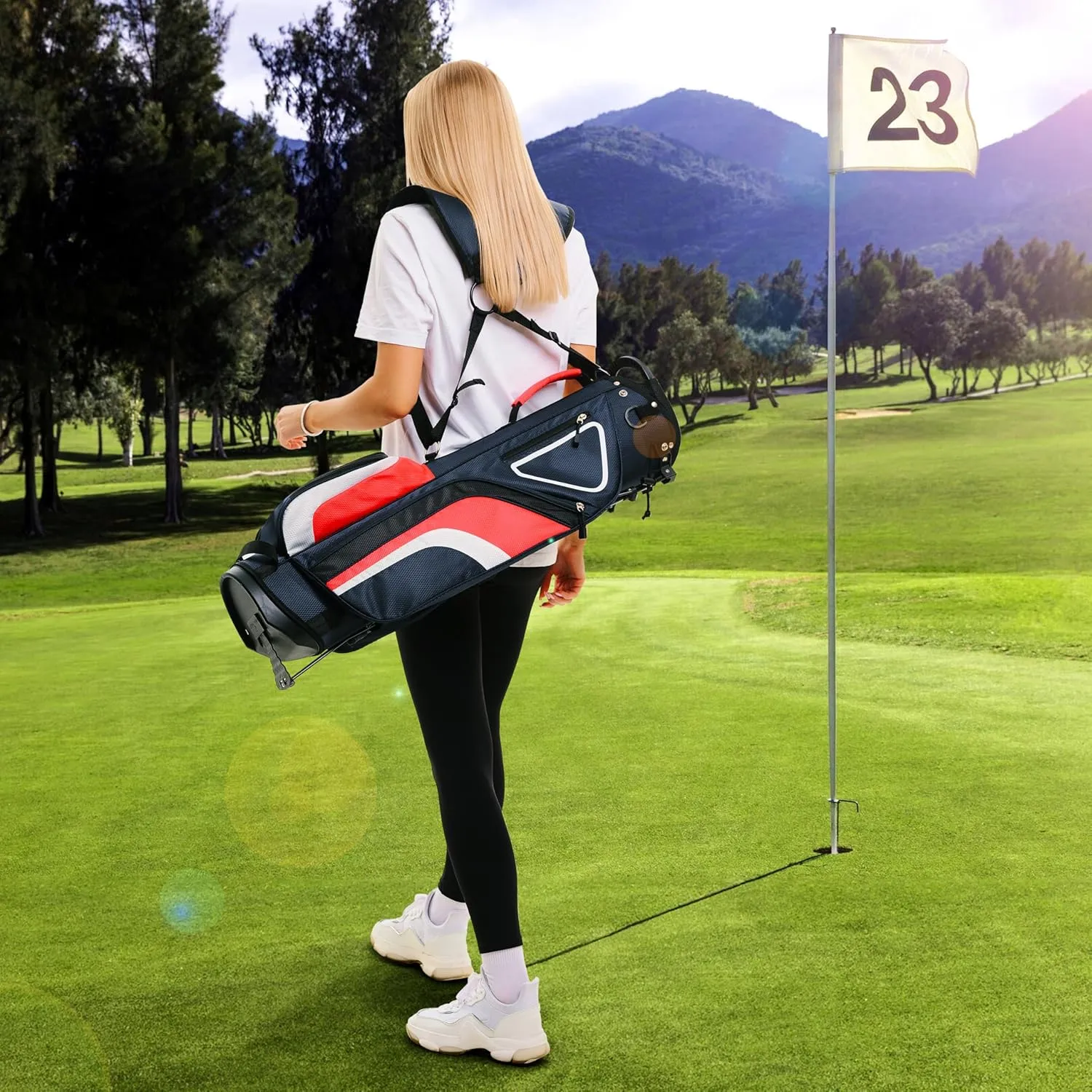 Ultra-Lite Golf Stand Bag - 3 Lbs, 4 Way Divider Portable Golf Carry Bag, Golf Club Bag with Rain Hood, Water-Repellent Golf Travel Case - Golf Gifts for Men and Women